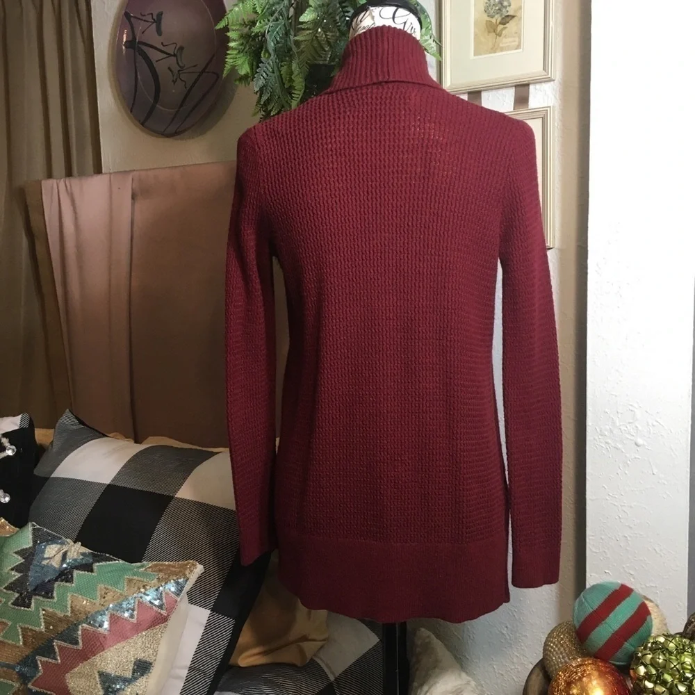 LOFT fold over neckline long open front cardigan
